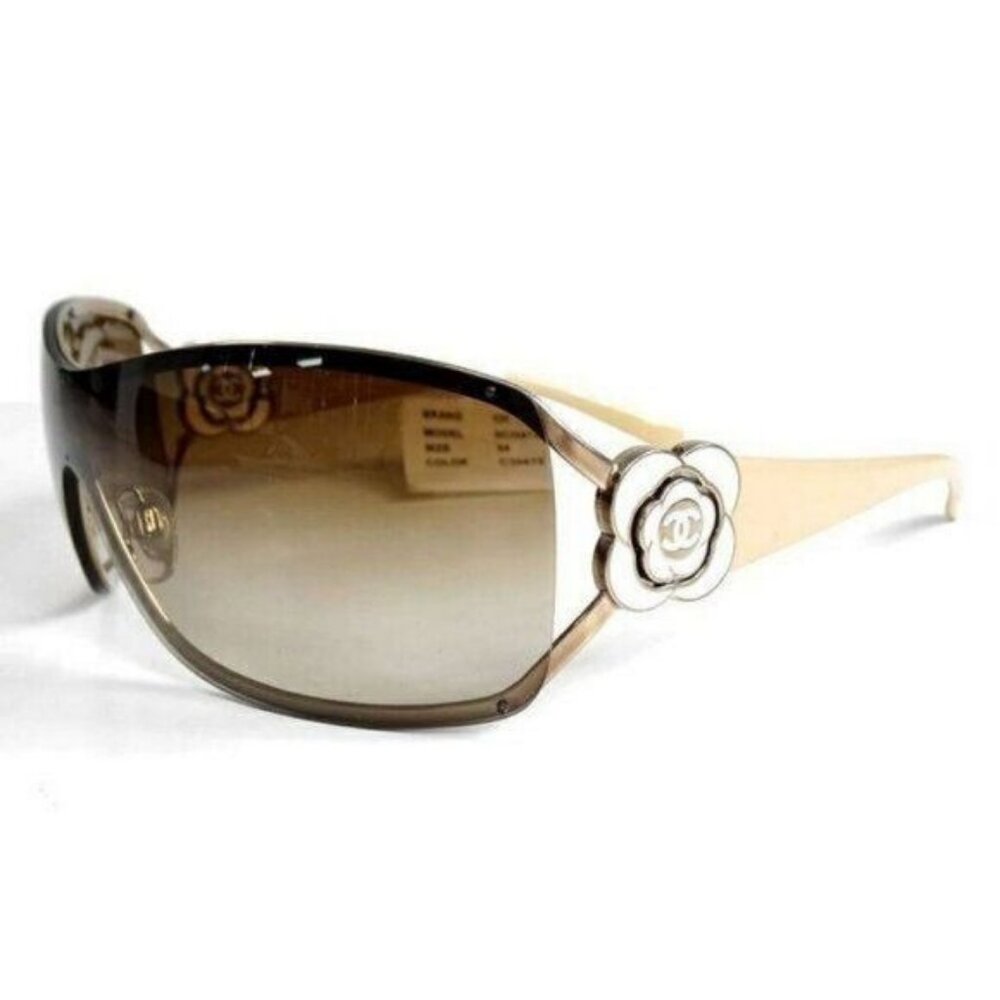 CHANEL CC Logo Vintage Shield Gradient Frameless Sunglasses Camellia